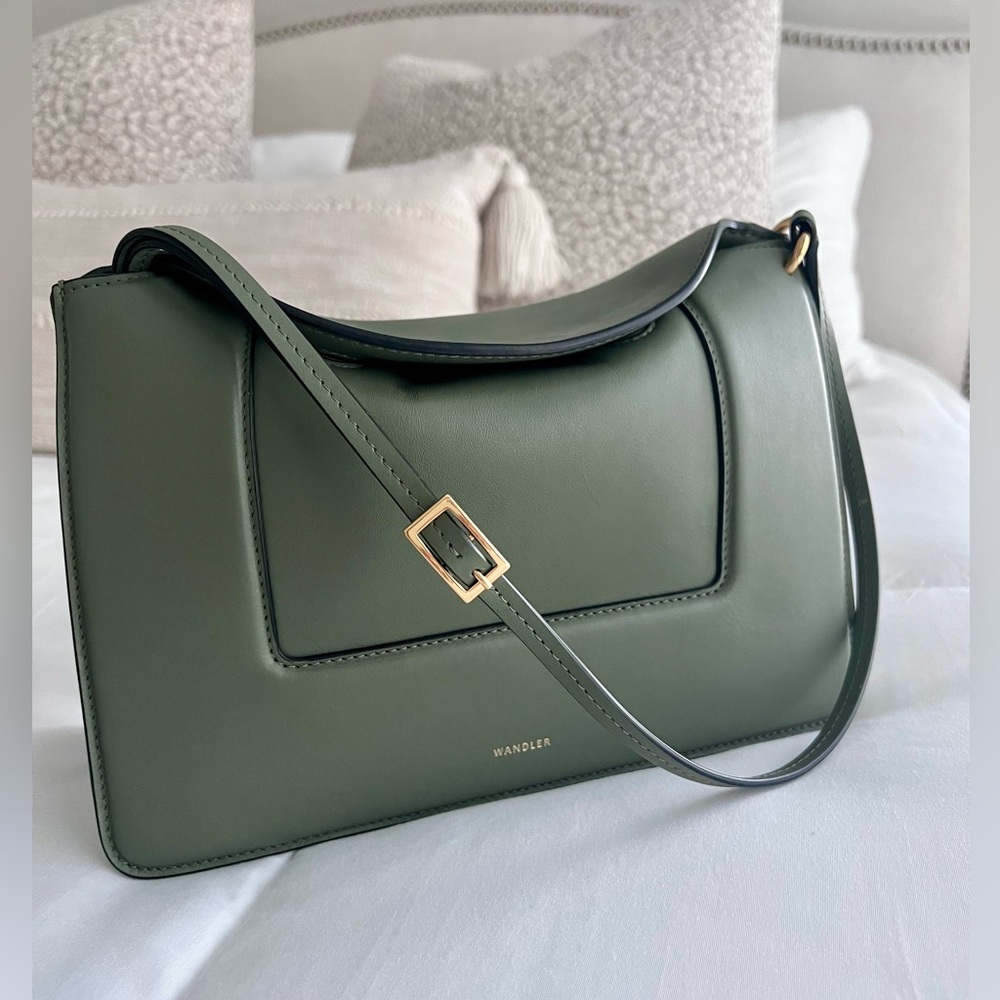 Wandler Penelope Calfskin Shoulder Bag (Olive Green)